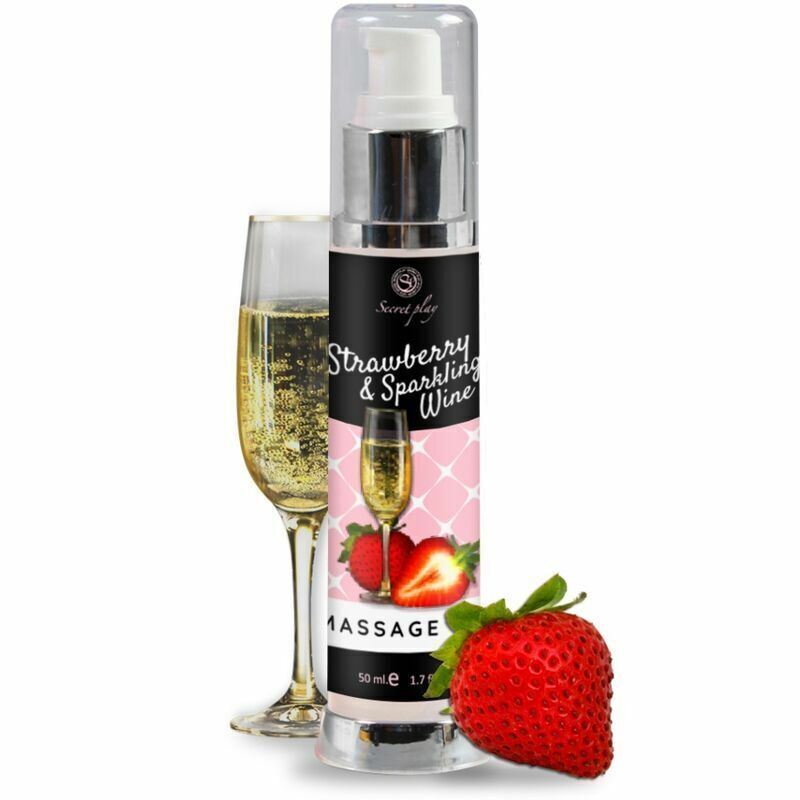 Secretplay Peach&Wine Massageöl, Stimulans für Paare, Slippery Essbares Gleitgel, 50 ml