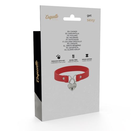 Red Choker Necklace Collar Heart Key
