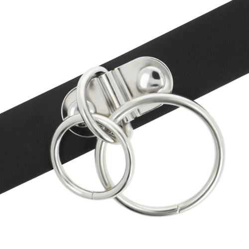 Choker Necklace for Women Vegan Leather Double Ring