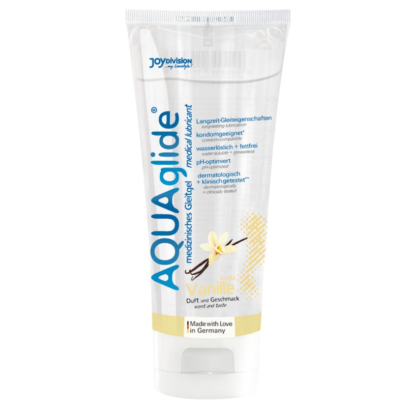 Joydivision Aquaglide Gleitgel, aromatisiertes Gel, Gleitmittel auf Wasserbasis, Vanille, 3,4 Unzen