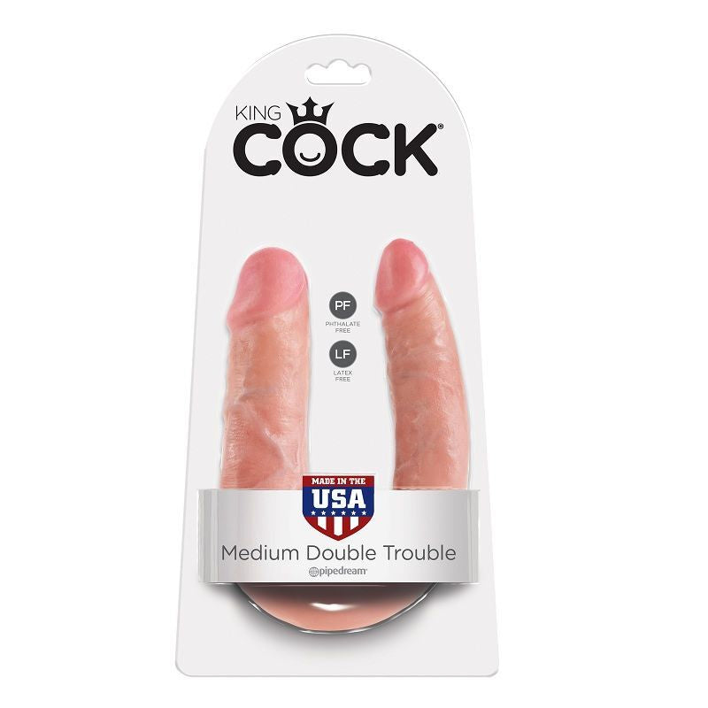 King Cock-Dildo, Doppelkopf, 13,9 cm, mittlere Penetration, natürlich, realistisch, anal, vaginal, lsb