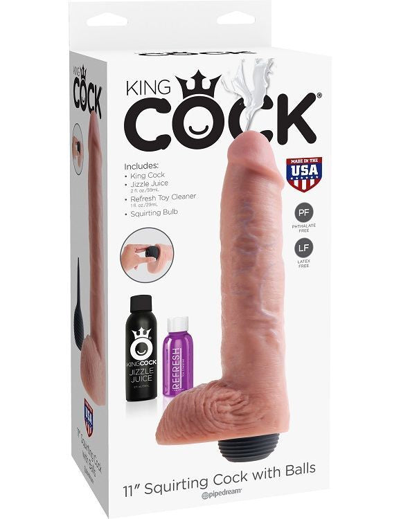 Ejaculating realistic dildo natural 27.94cm king cock squirting penis sex toy