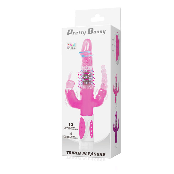 Baile Pretty Bunny vibratore triplo rotatore stimolatore clitorideo giocattolo sessuale