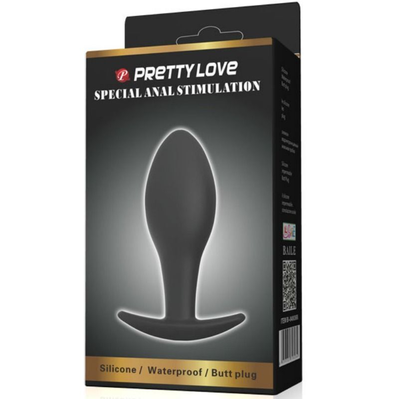 Anal stimulation ergonomic plug anchor design sex toy pretty love 8.5cm black silicone