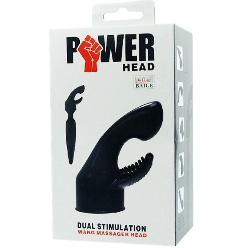 Power head dual stimulation interchangeable head massager g-spot clitoris sex toy