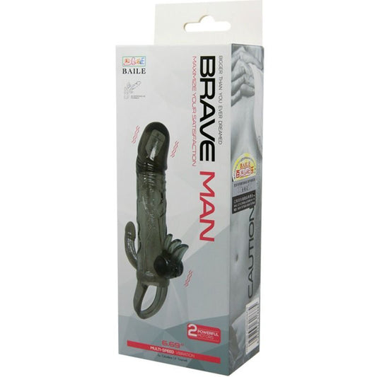 Brave man cover penis anal and clitoris vibrator 16.5cm black