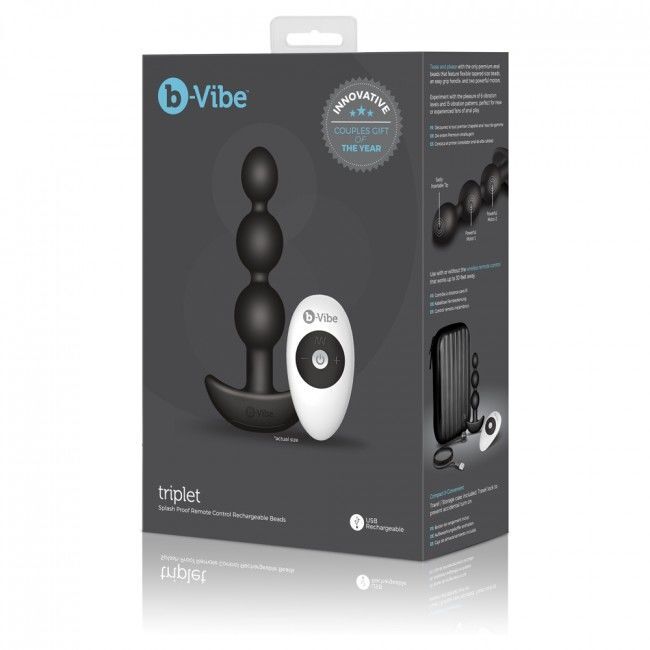 B-Vibe Triplet Analplug Fernbedienung Perlen Sexspielzeug Anal Schwarz