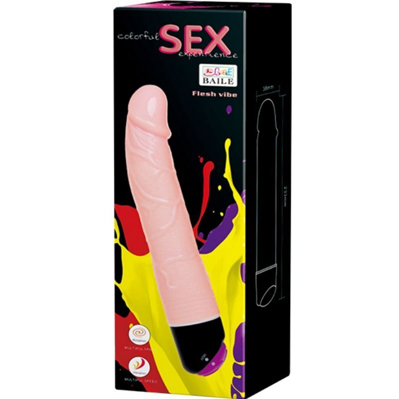 Bunter, sexrealistischer Dildo mit Vibrations- und Rotationsfunktion, 24 cm