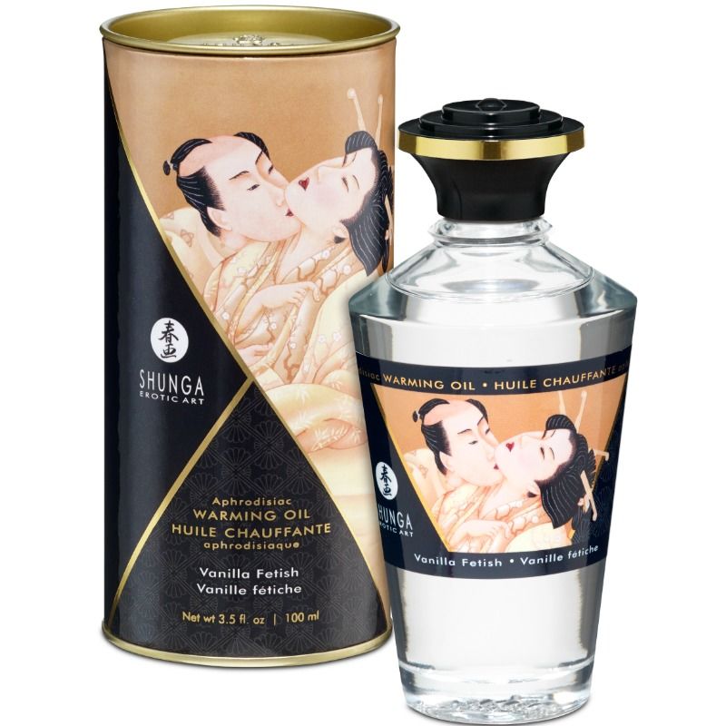 Olio riscaldante afrodisiaco Shunga Blazing Fetish Vaniglia commestibile riscaldante 3,3 once 100 ml