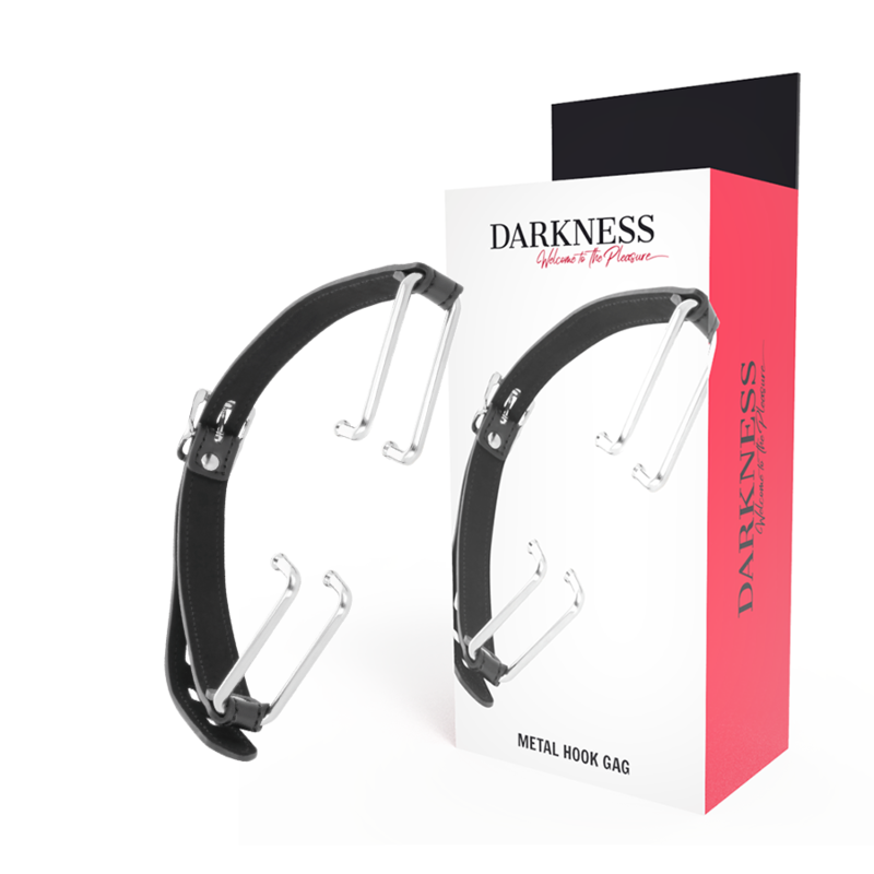 Darkness metal hook gag black leather straps mouth gag sex toys bondage