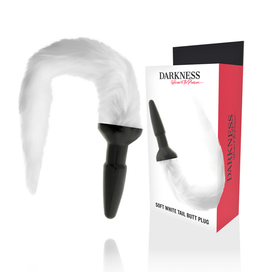 Darkness silicone anal plug with white tail dildo dilator sex toys doggy style