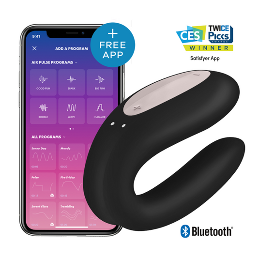 Satisfyer double joy with app black sex toy partner vibrator couple stimulation