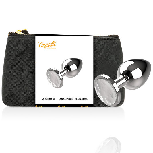 Coquette chic desire anal plug metal white sex toy crystal 2.7 x 8cm anus adult sex