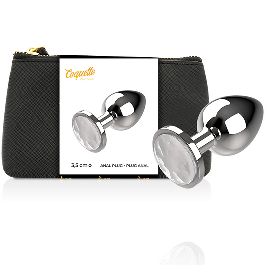 Coquette chic desire anal plug metal clear color size M 3.5 x 8cm sex toy