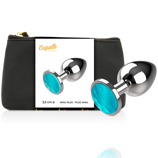 Coquette chic desire metal anal plug size M crystal blue 3.5 x 8 cm sex toy