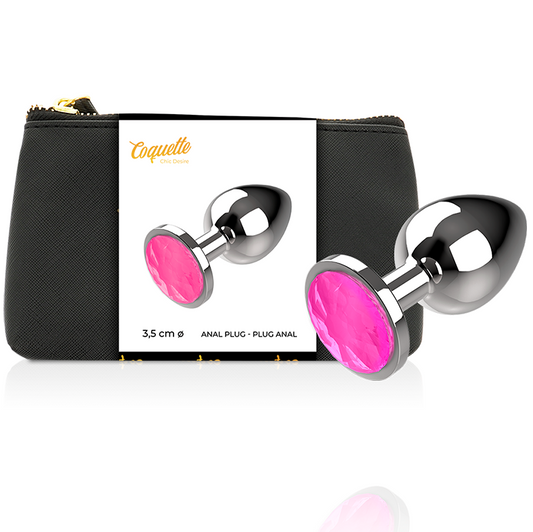 Coquette metal anal plug size M crystal pink 3.5 x 8cm jewel sex toy for couple