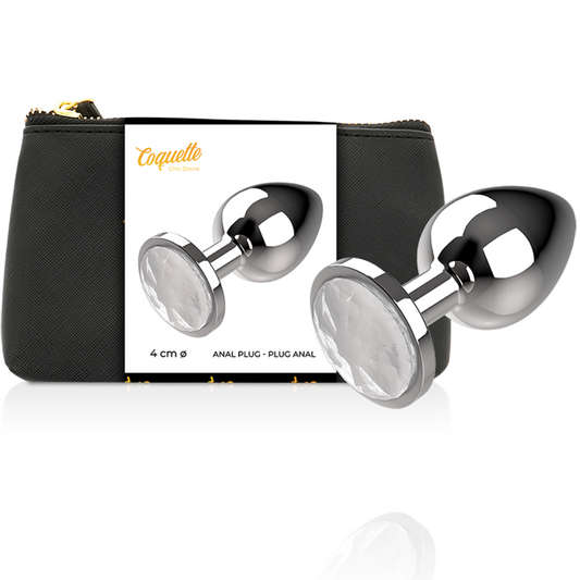 Coquette chic desire anal plug metal white color size L 4 x 9cm sex toy