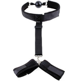 Hogtie Ohmama fetish ball gag with neoprene handcuffs BDSM bondage slave cuckold
