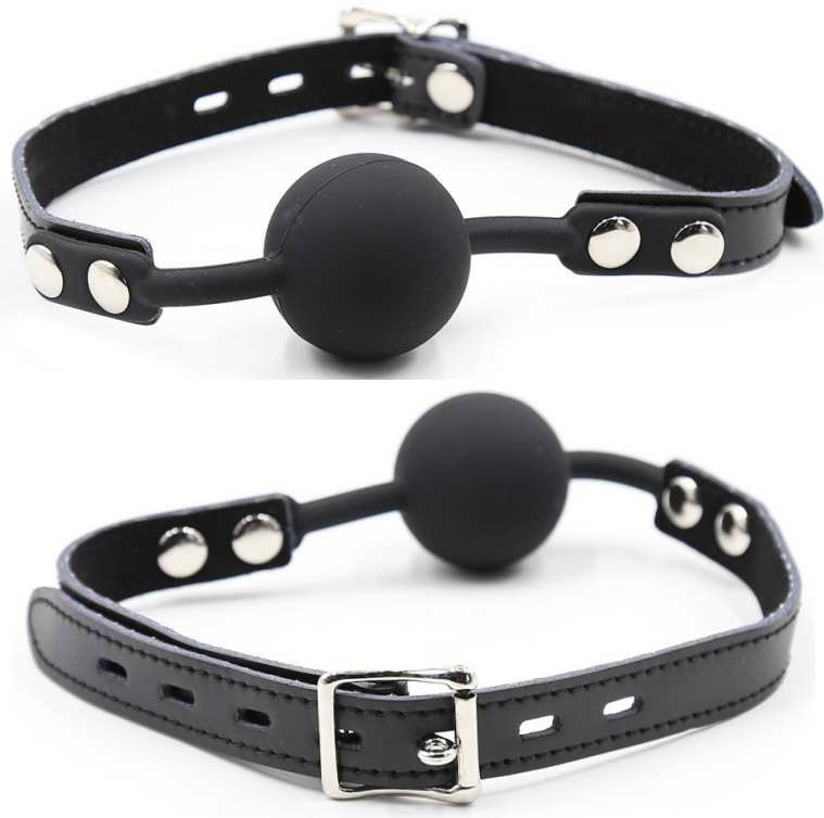 Ohmama fetish silicone ball gag with leather belt bondage excitement sexual