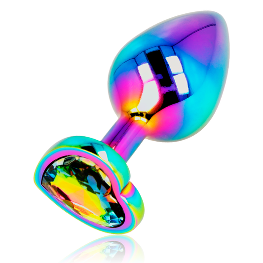 Plug anal metal iridescent heart medium size M sex toy for women men ohmama