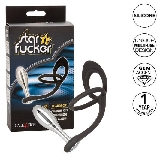 Calexotics star fucker teardrop plug metal silicone double enhancer sex toy anal
