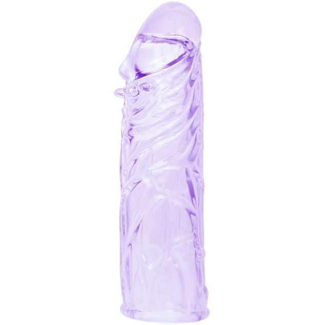 Penis sleeve purple realistic in silicone adaptable 13cm