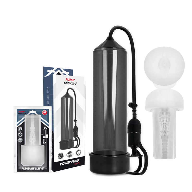 Pump addicted RX5 black erection pump with masturbator