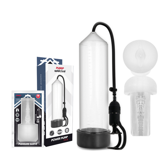 Pump addicted erection pump RX5 transparent with masturbator