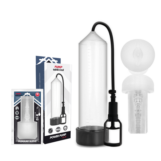 Pump addicted erection pump RX7 transparent with masturbator