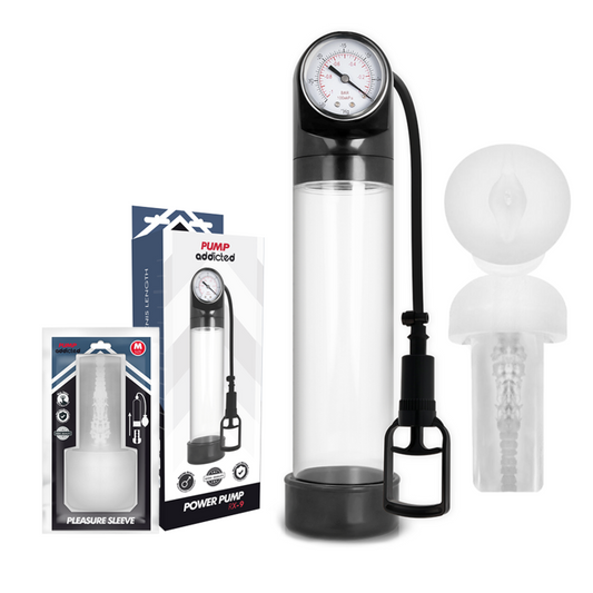 Pump addicted erection pump RX9 transparent with masturbator