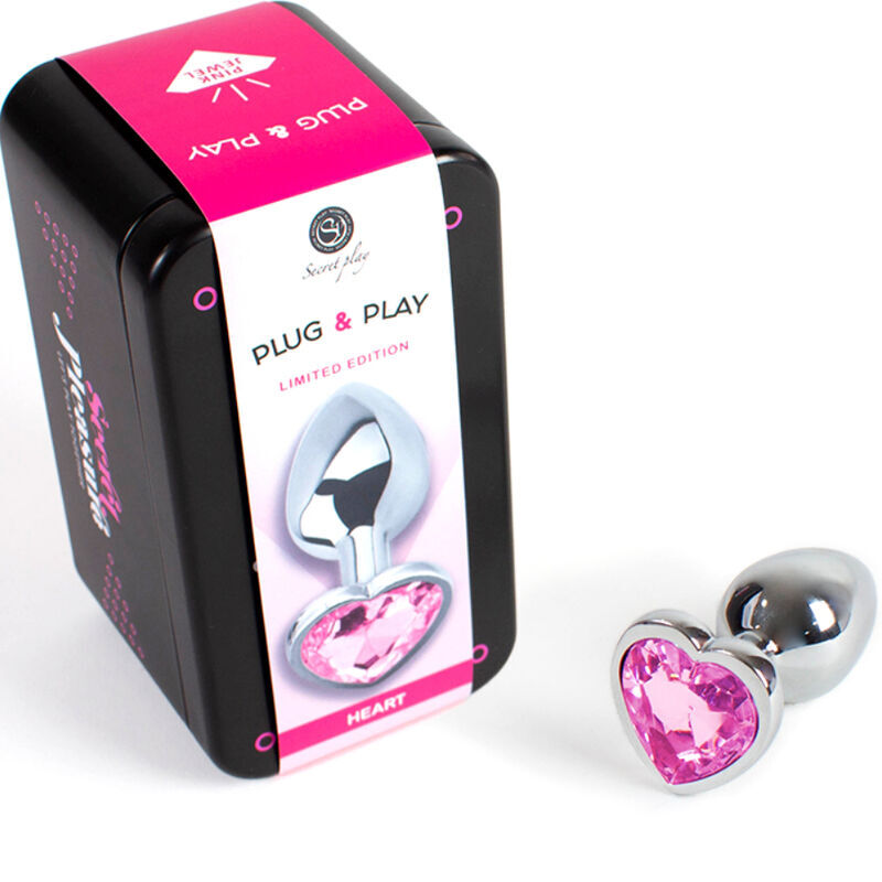 Secret play metal butt plug fuchsia heart small size 7cm sex toy smooth