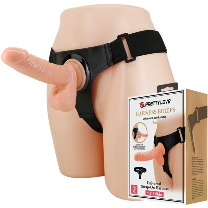 Pretty love - imbracatura slip universale imbracatura con dildo tom 20 cm naturale