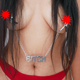B*TCH Breast Nipple Clamp Stainless Chain