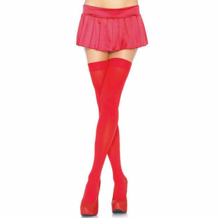 Sexy Red Stocking Leg Avenue Thigh Highs Nylon Opaque Sexy Woman Lingerie OS