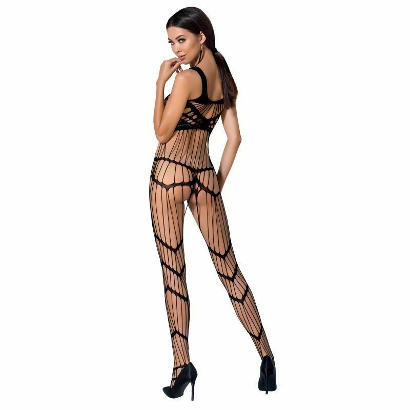 Passion Woman BS058 Bodystocking Black Sexy Lingerie Open Crothless One Size