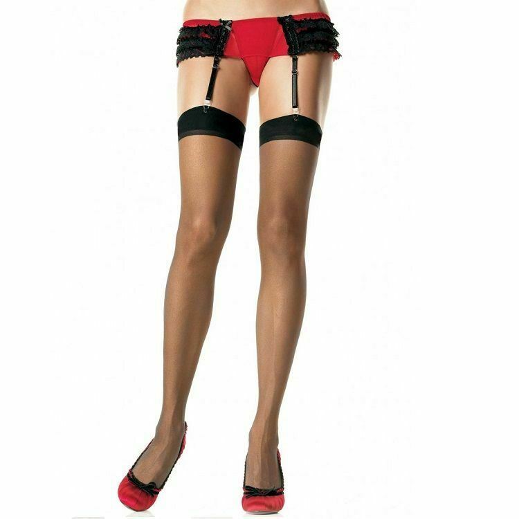 Leg Avenue Sexy Thigh High Stockings Black Sheer Lingerie For Woman O/S