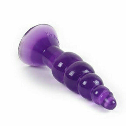 Anal Plug Climax Happnes with Suction Cup Gelly Dilate Anus Purple 17cm