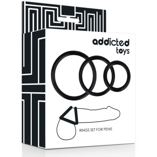 Set of Cockring Sex Toys For Men Erection Delay Addicted Toys Black Penis Rings
