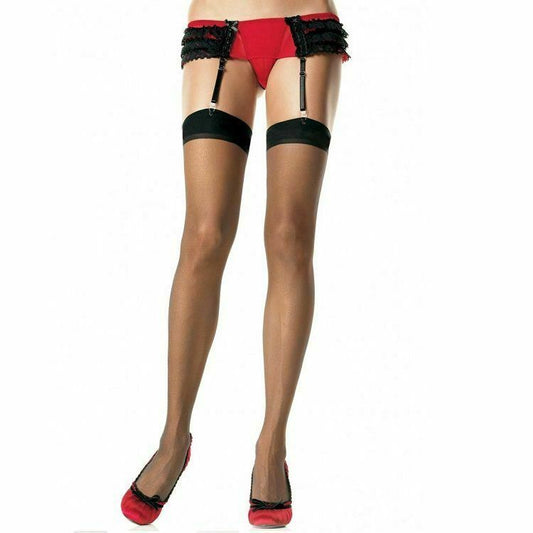 Elevate Your Elegance with Leg Avenue Sexy Thigh-High Stockings – Black Sheer Lingerie for Women
