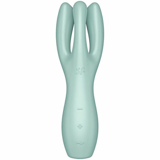 Anal-Vaginal-Klitoris-Sexspielzeug für Frauen, Satisfizer-Dreier, 3-Vibrator – grün