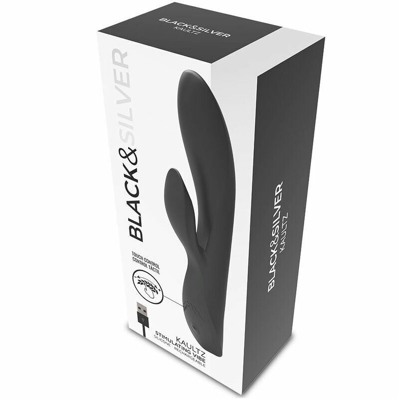 Clit-Vibrator-G-Spot-Dildo-Rabbit-Black & Silver Kaultz Vibrator Control Touch