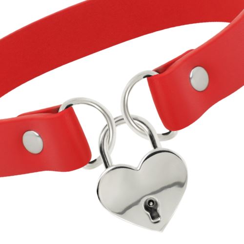 Red Choker Necklace Collar Heart Key