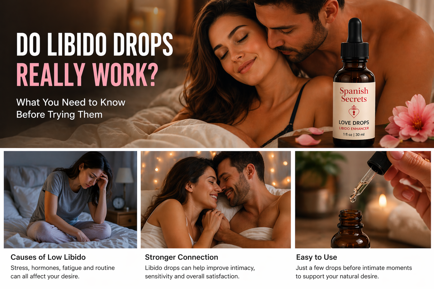 Spanish Secrets Love Drops Potenziatore della libido sessuale per donne e uomini 1 fl oz 30 ml 