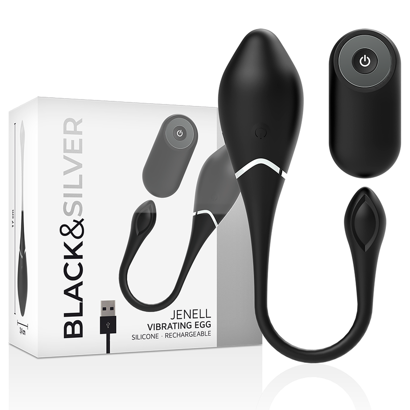 Vibrator Bullet Sex Toys Female Black & silver Jenell Rechargeable Vibrating Egg