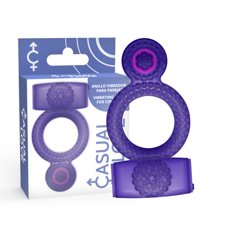 Casual Vibrating Penis Ring Double Pleasure - Purple