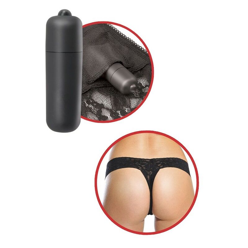 Höschen vibrierender, tragbarer Fetisch-Fantasie-Tanga aus schwarzer Spitze mit Vibrator-Sexspielzeug