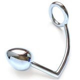 Metal hard penis ring with anal plug hook 45mm sex toy prostate massager for men