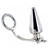 Metal hard steel penis ring with anal plug humiliation bdsm sex toy gay 80 x 50 mm