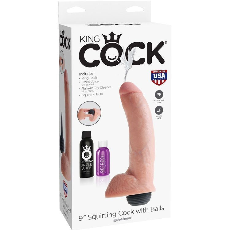 King cock natural ejaculating squirting dildo dong realistic 22.86cm penis cum sperm