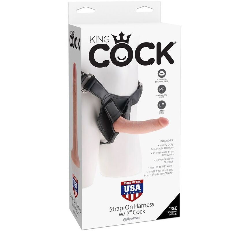 King cock harness with realistic dildo 17.8cm strap-on sex toy